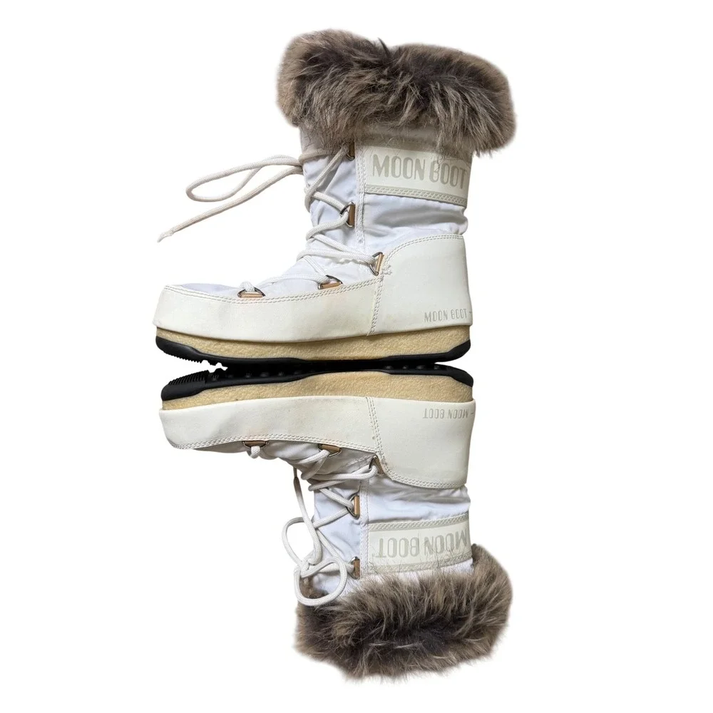 Moon Boot W.E. Monaco Low Women's Winter Boot White Fur US 5 EU 37
